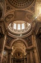 View of the richly decor at Pantheon dome and sunlight in Paris. Royalty Free Stock Photo